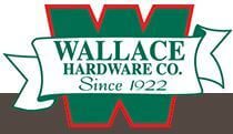 A green and white logo for wallace hardware company.